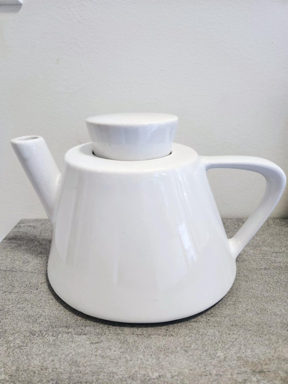 Vintage Ikea White Porcelain Teapot: 90s Modern Zen Design